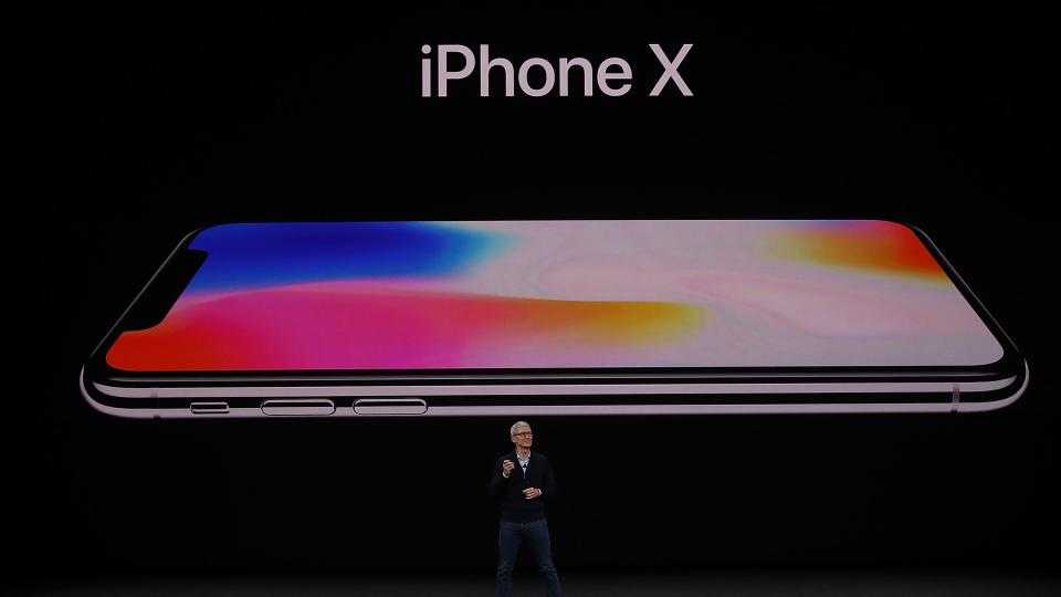 Tim Cook presents the iPhone X. (Getty Images)