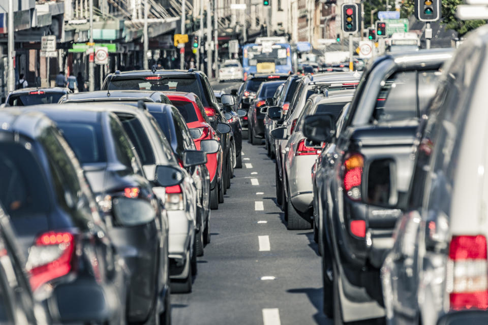 Rush hour traffic gridlock on busy Sydney main road.  