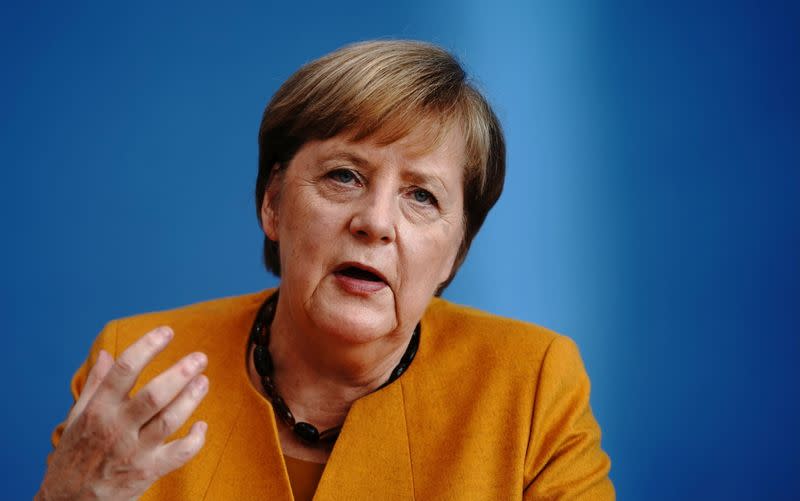 German Chancellor Angela Merkel holds a news conference in Berlin