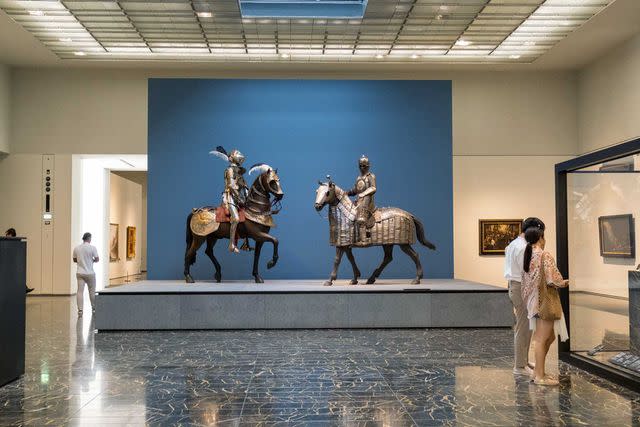 <p>Natalie Naccache</p> Armor created for Ottoman soldiers and their horses at the Louvre Abu Dhabi.