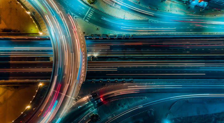 a highway interchange as viewed from above