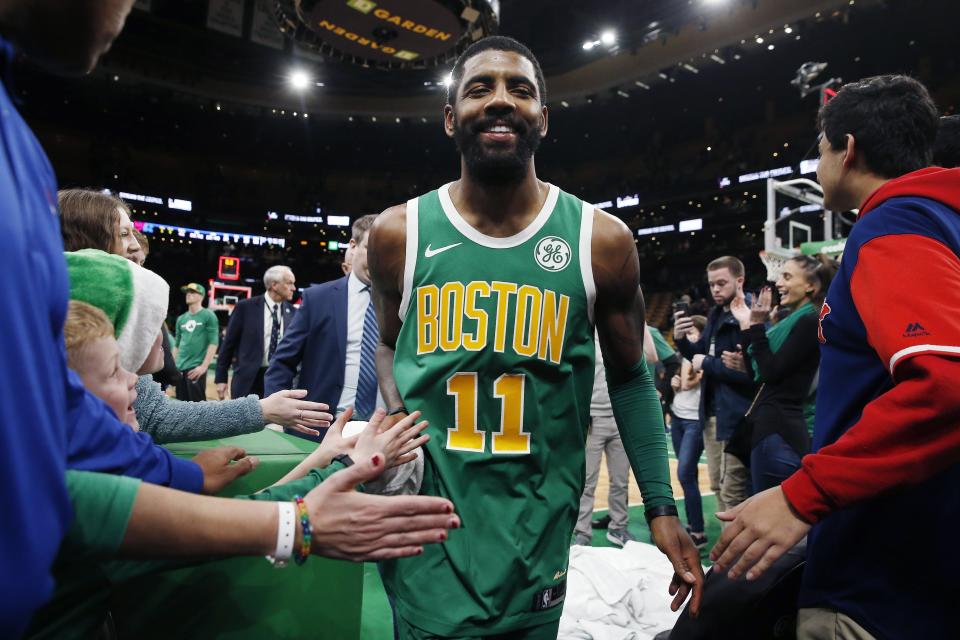 Kyrie Irving has yet to play a playoff game in Boston. (AP)