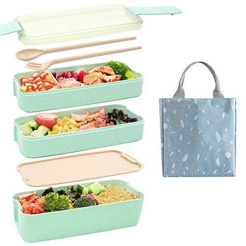 Youngever 7 Pack Bento Lunch Box, Meal Prep Containers, Reusable 3  Compartment Plastic Divided Food Storage Container Boxes