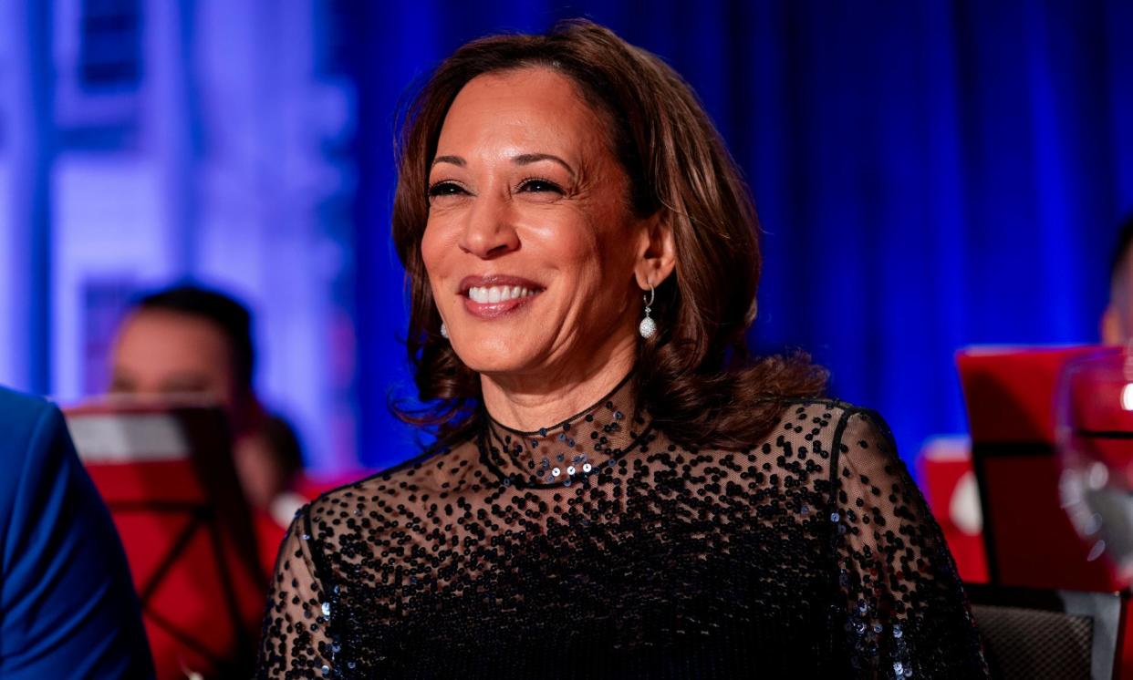 <span>Kamala Harris at the White House Correspondents Dinner at the Washington Hilton in Washington DC on Saturday.</span><span>Photograph: Bonnie Cash/EPA</span>