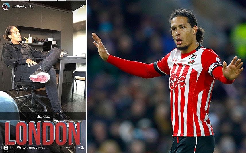 Virgil van Dijk has been spotted in London - TWITTER / PA