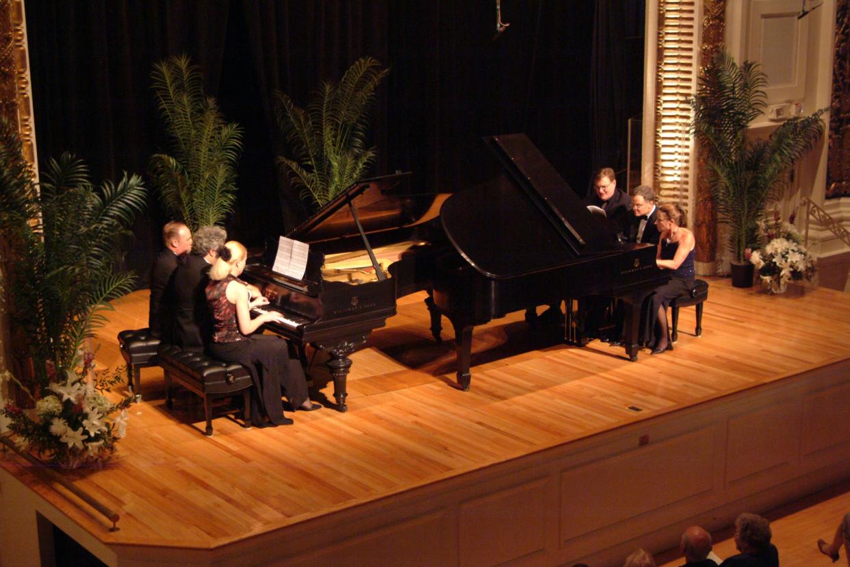A past performance at The Massachusetts Symphony Orchestra's annual Duo Piano Gala  in Tuckerman Hall.