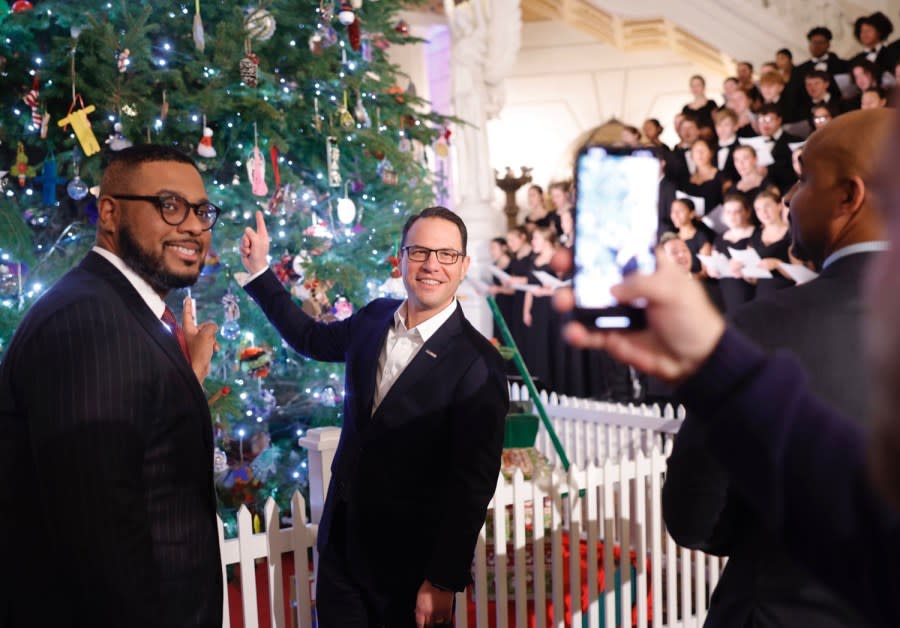 Governor Josh Shapiro, Lieutenant Governor Austin Davis, and Department of General Services Secretary Reggie McNeil kicked off the 2023 holiday season at the Capitol in Harrisburg with the 2023 Annual Tree Lighting Ceremony.