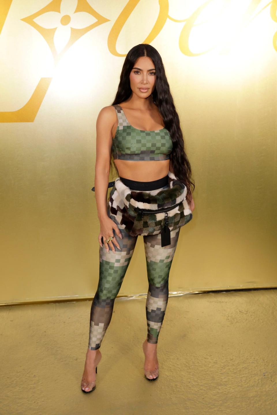 Kim Kardashian attends a Louis Vuitton fashion show in Paris, France.