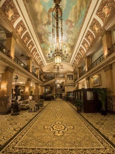 Inside the Pfister Hotel downtown Milwaukee.