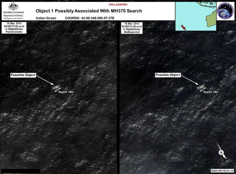 Radar images of possible debris from the plane in the ocean