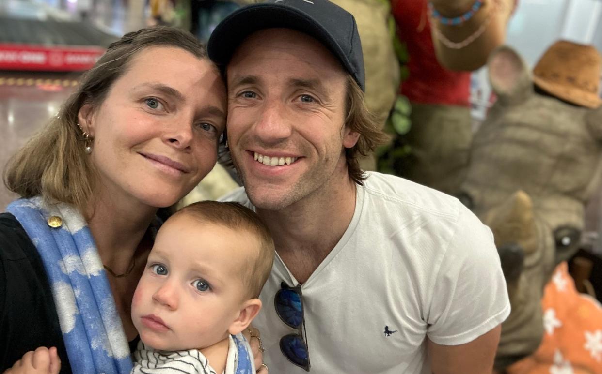 Travel writer Annabel Fenwick Elliott and family en route to Mauritius