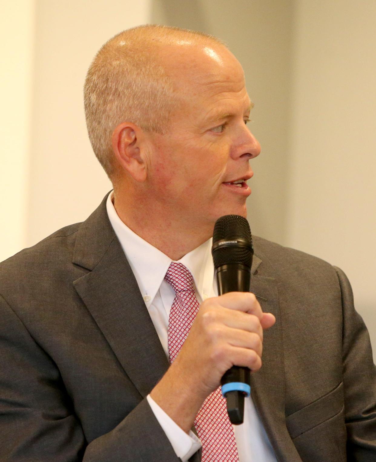 South Bend Regional Chamber President and CEO Jeff Rea speaks Wednesday, Nov. 15, 2023, at the annual State of the Economy breakfast at Morris Park Country Club in South Bend.