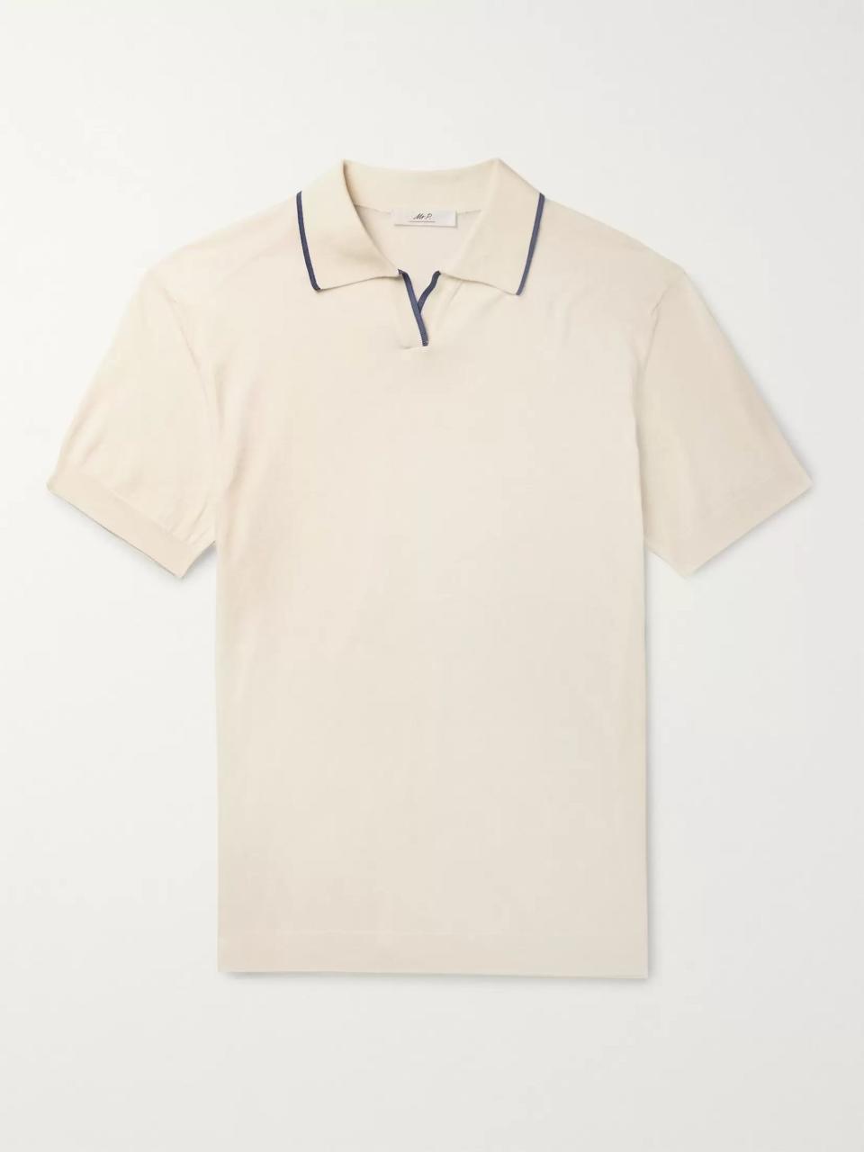 6) Contrast-Tipped Cotton Polo Shirt