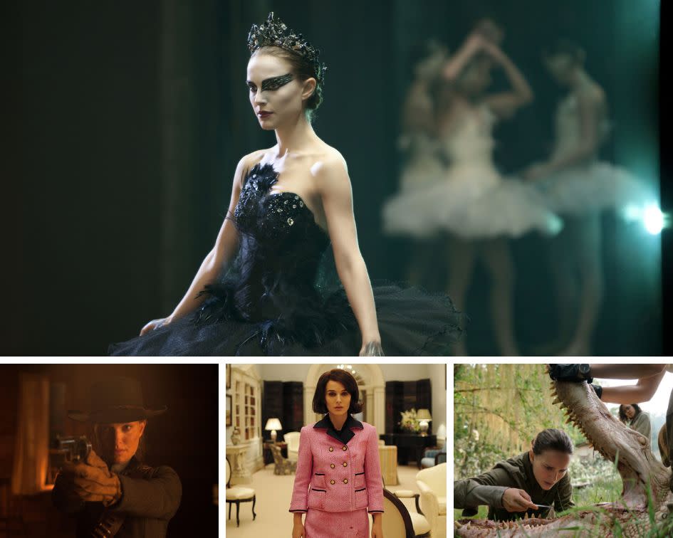 Clockwise from top: "Black Swan," "Annihilation," "Jackie" and "Jane Got a Gun." (Photo: Photos courtesy of Alamy, Fox Searchlight and Paramount Pictures)