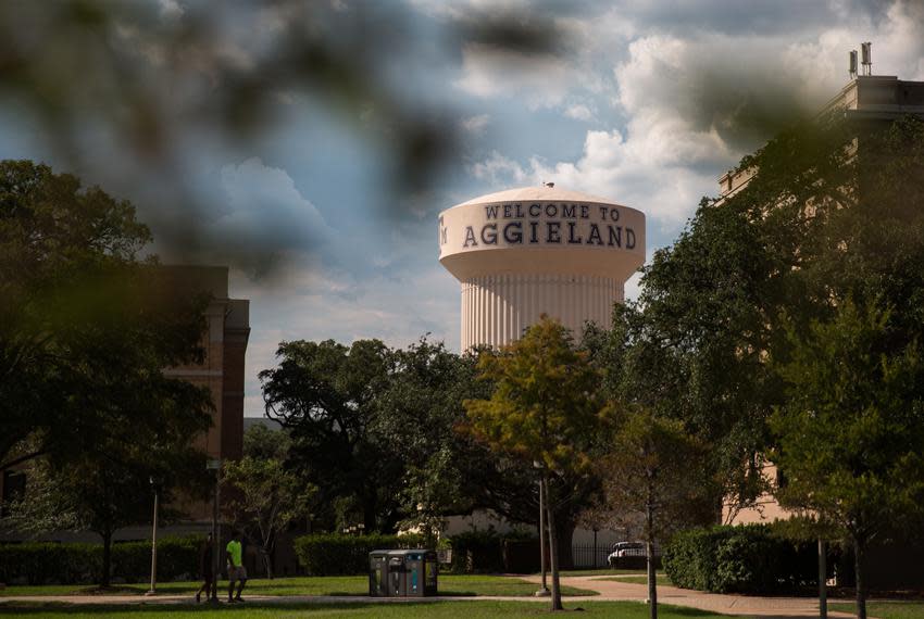 ​John Harvey Slocum has plastered his campaign materials with Texas A&M’s maroon-and-white color scheme, along with images of the campus and football stadium. The materials appear to run afoul of a university rule against using “symbols, insignias, or other identifying marks” in connection with political activity.