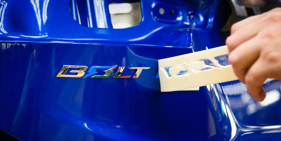 close up view of the chevrolet bolt nameplate