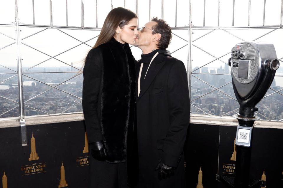 NEW YORK, NEW YORK - DECEMBER 05: Nadia Ferreira and Marc Anthony visit the Empire State Building on December 05, 2022 in New York City. (Photo by John Lamparski/Getty Images for Empire State Realty Trust)