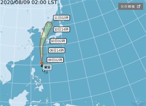薔蜜颱風下周一將直撲韓國。（圖／翻攝自氣象局）