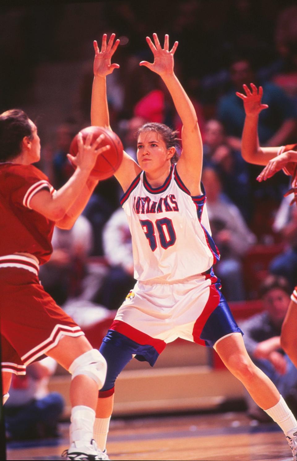 Angie Halbleib's Kansas team was eliminated by Wisconsin in the NCAA Tournament when she was a sophomore, but she led KU to the Sweet 16 one year later.