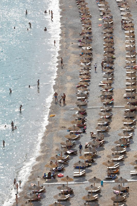 A view of a half-empty Jaz beach as coronavirus disease (COVID-19) heavily affects tourism in Budva