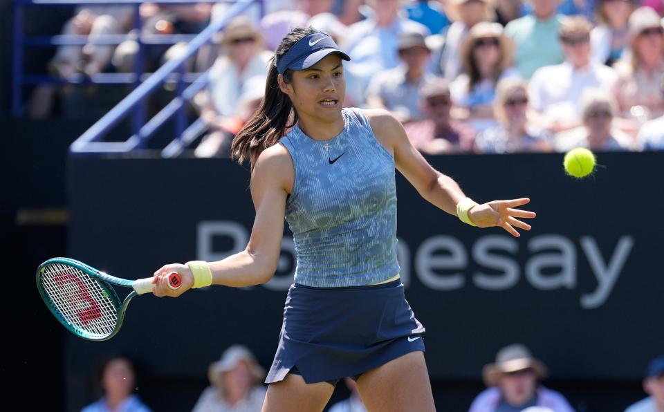 Emma Raducanu in action at Eastbourne (Andrew Matthews/PA Wire)