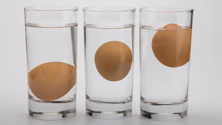 eggs in glasses of water