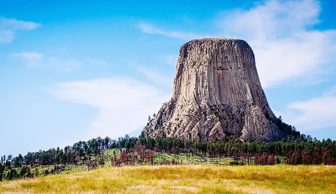 Devils Tower National Monument is a popular stop on this Mount Rushmore to Yellowstone road trip