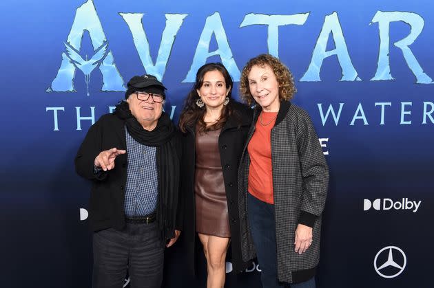 Danny DeVito, Lucy DeVito and Rhea Perlman at the premiere of 