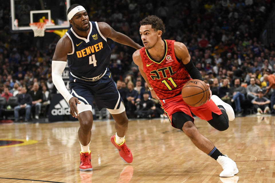 Trae Young had the biggest night of his red-hot start and looks primed for a breakout season. (AAron Ontiveroz/MediaNews Group/The Denver Post via Getty Images)