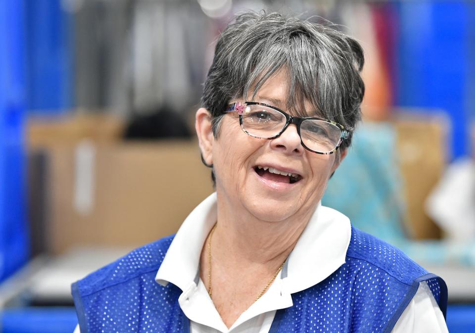 Sharon Pittenger of Palmetto, loves working at Goodwill. Pittenger, 68, went back to work to help with her monthly lots fees.