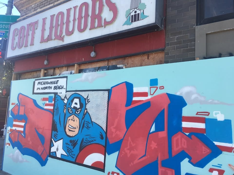 North Beach resident "Daniel" painted Captain America.