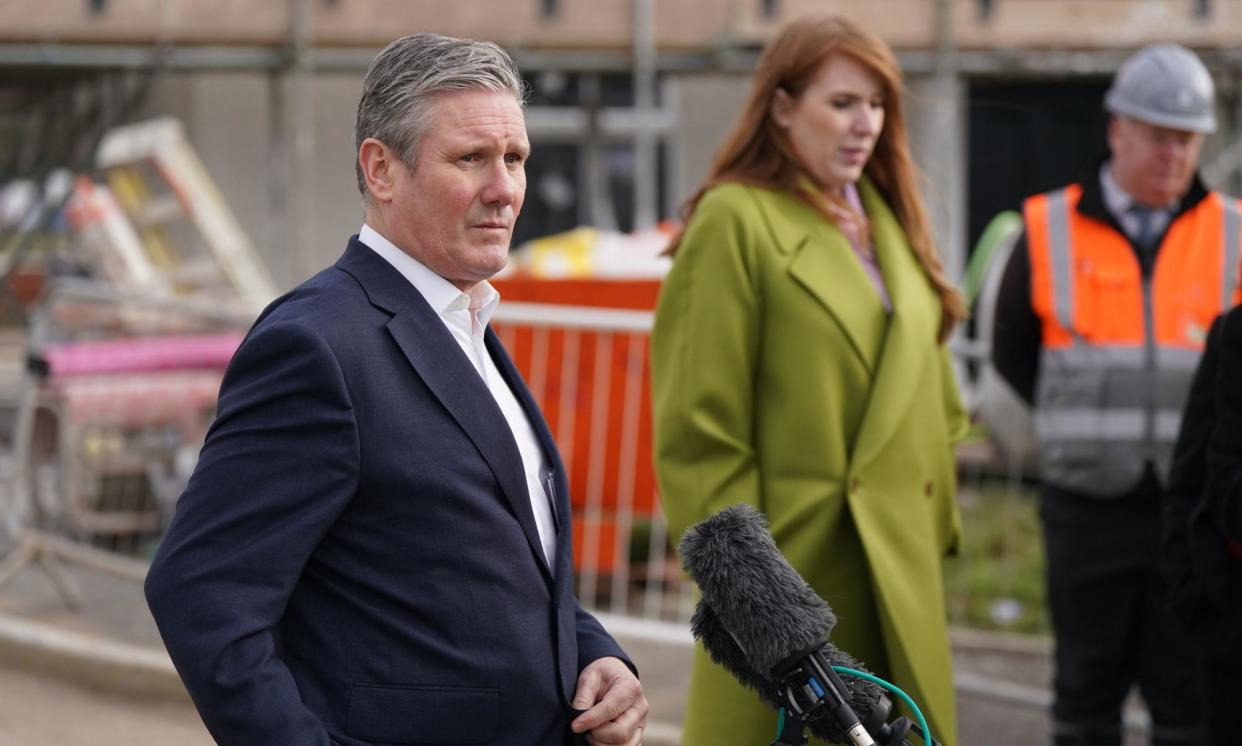<span>The Labour leader, Keir Starmer, and his deputy, Angela Raynor, visiting a housing development in Shropshire on Monday.</span><span>Photograph: Jacob King/PA</span>