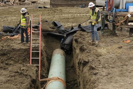 Construction continues on the Dakota Access Pipeline near the town of Cannon Ball, North Dakota, U.S., October 30, 2016. REUTERS/Josh Morgan