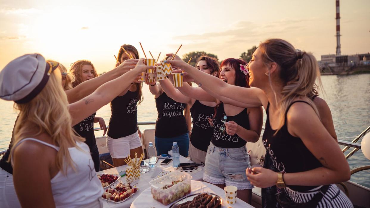 ladies celebrating bachelorette party