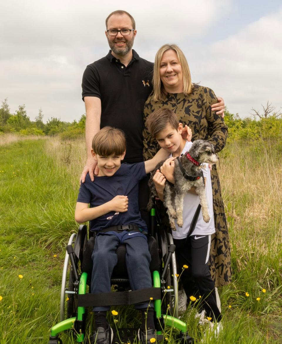 Frankie (bottom left) with his brother Rory (bottom right), mum Amy and dad Greg (Supplied)