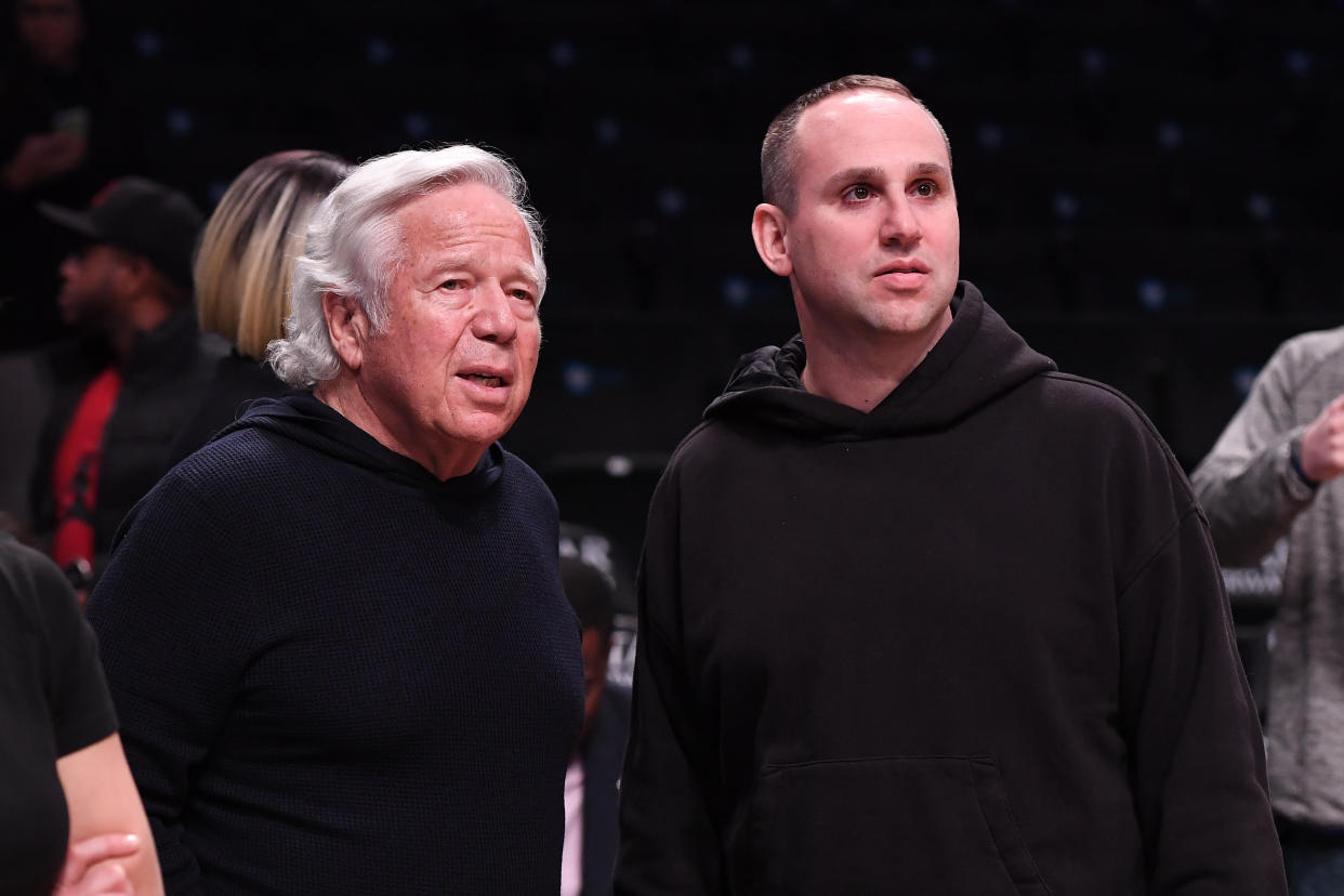 Michael Rubin (right) will no longer be a part-owner of the Philadelphia 76ers. (Photo by Matteo Marchi/Getty Images)
