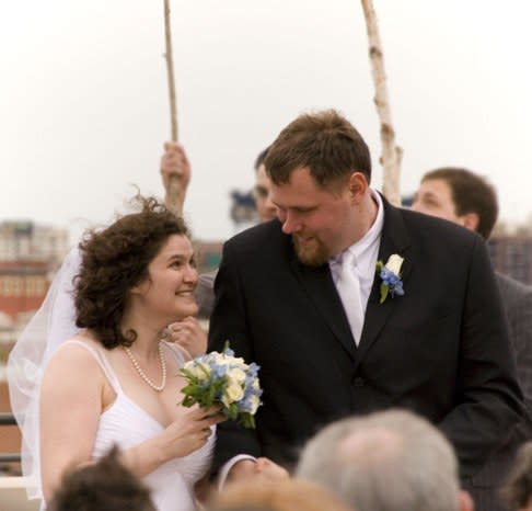 The author and her husband on their wedding day