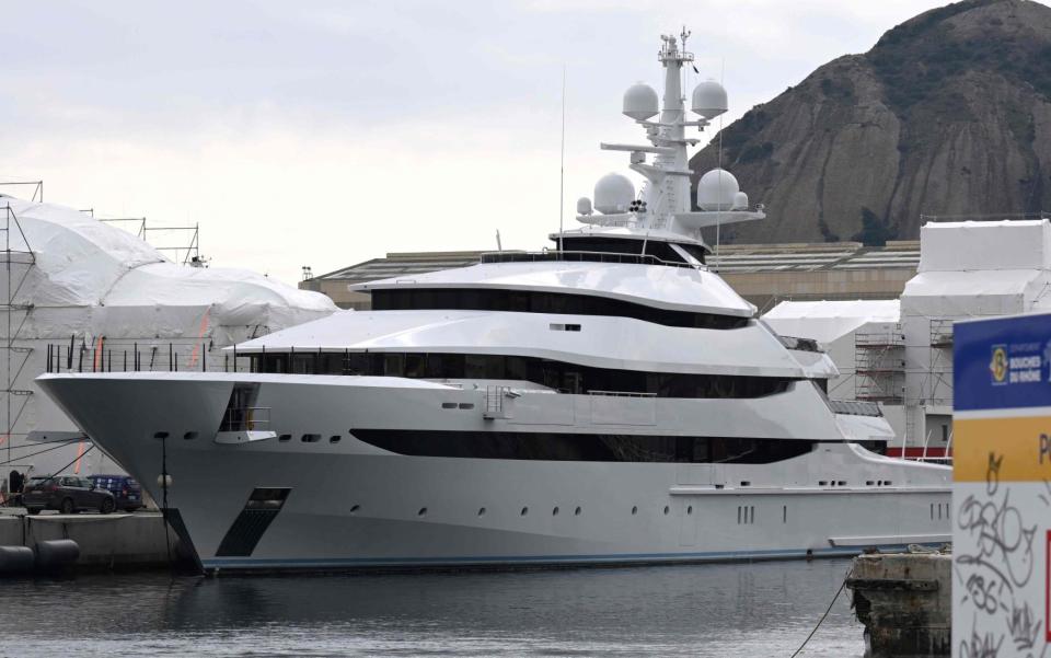 The superyacht Amore Vero is owned by a company linked to Rosneft chief executive Igor Sechin  - Nicolas Tucat/AFP