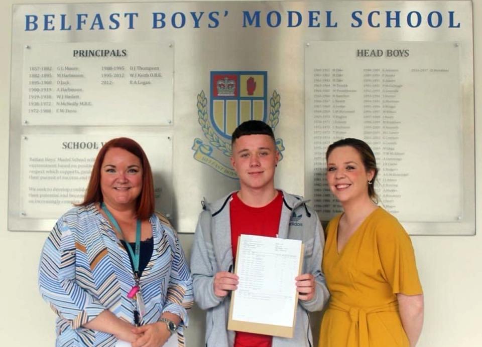 Mark Hawthorne collecting his GCSE results (Mark Hawthorne/PA) (PA Media)