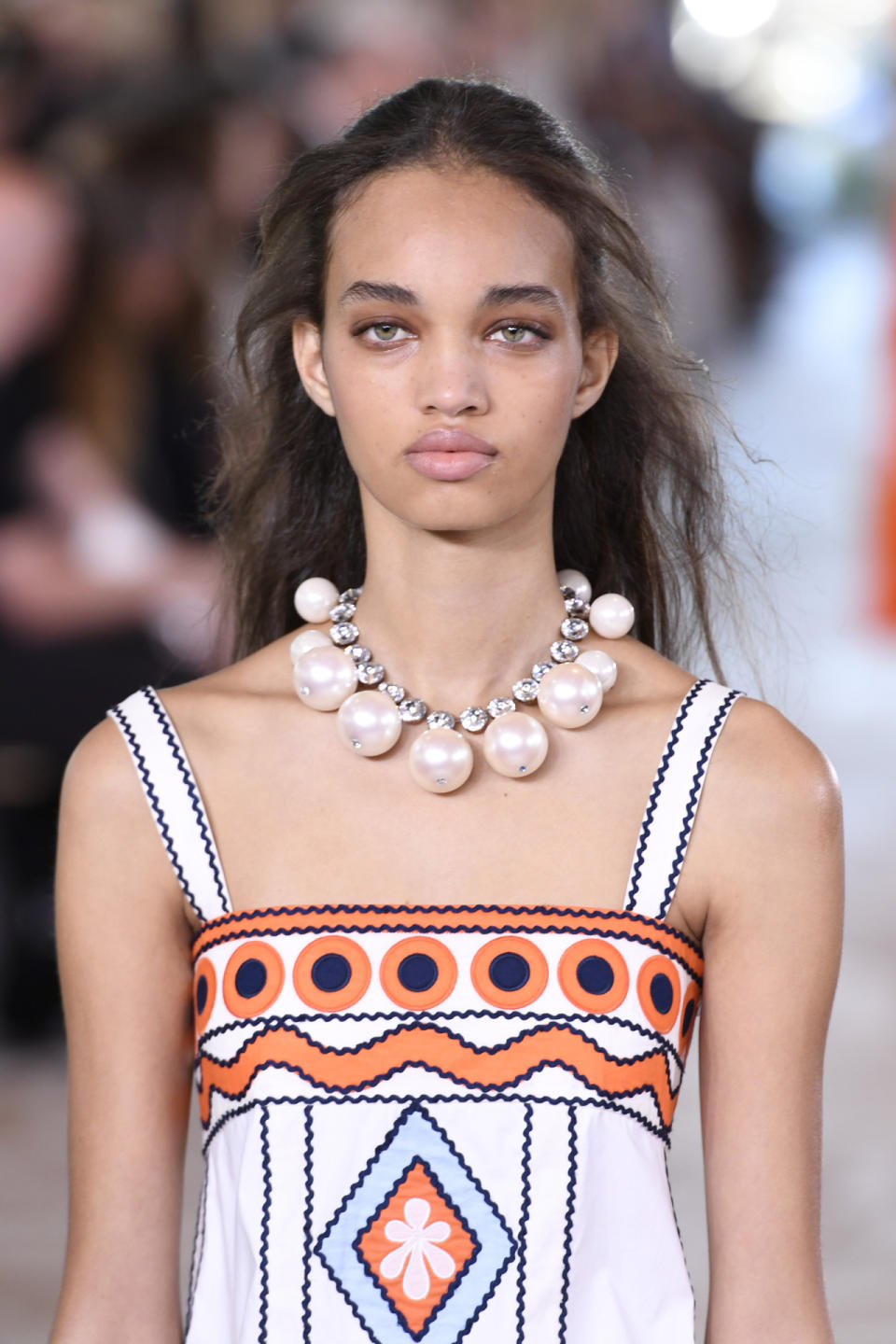 A model on the Tory Burch runway. (Photo: Getty Images) height=