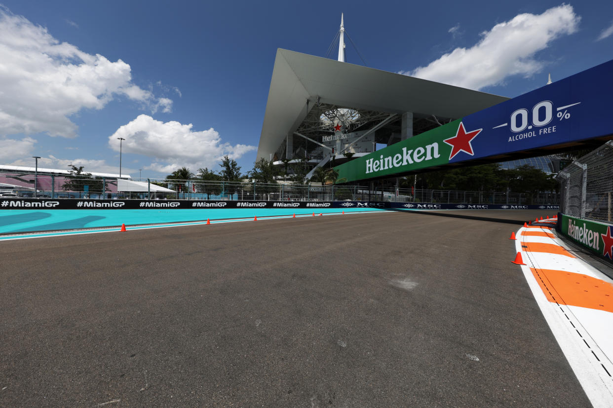 MIAMI, FLORIDA - MAY 04: A general view of Hard Rock Stadium at the circuit during previews ahead of the F1 Grand Prix of Miami at the Miami International Autodrome on May 04, 2022 in Miami, Florida. (Photo by Mark Thompson/Getty Images)