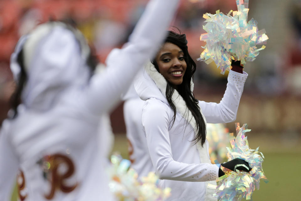 Washington Redskins cheerleaders perform during an NFL game late last season. (AP)