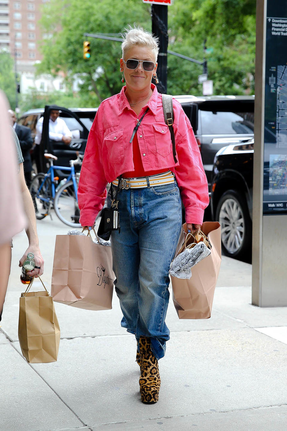 Pink arrives at The Greenwich Hotel in New York City on June 23, 2022. - Credit: ZapatA/MEGA