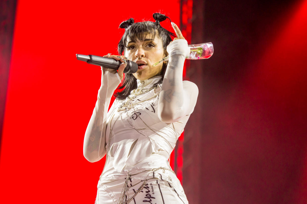 MONTERREY, MEXICO - DECEMBER 02: Cazzu performing during Coca Cola Flow Fest 2022 at Parque Fundidora on December 2, 2022 in Monterrey, Mexico. (Photo by Medios y Media/Getty Images)