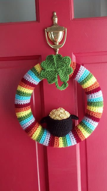Crochet Rainbow Pot of Gold Wreath