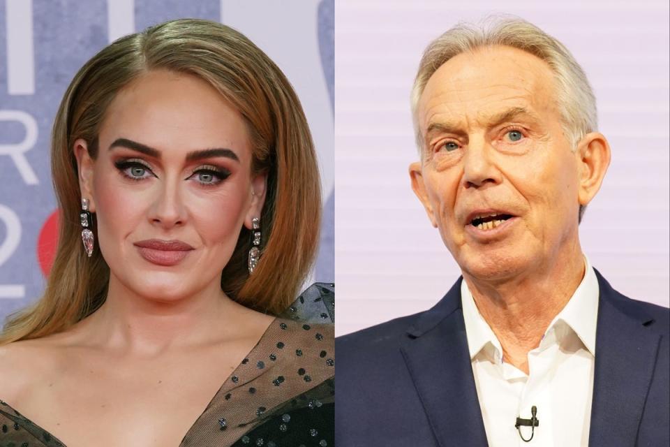 Adele and Tony Blair (PA)
