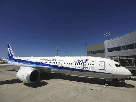 A Boeing 787-9 jet ready for delivery to ANA Holdings Ltd is seen at Boeing's delivery center in Everett, Washington, U.S. August 17, 2016. REUTERS/Alwyn Scott