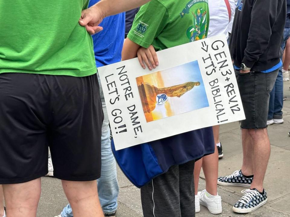 Signs from College Football Gameday before Duke hosts Notre Dame.