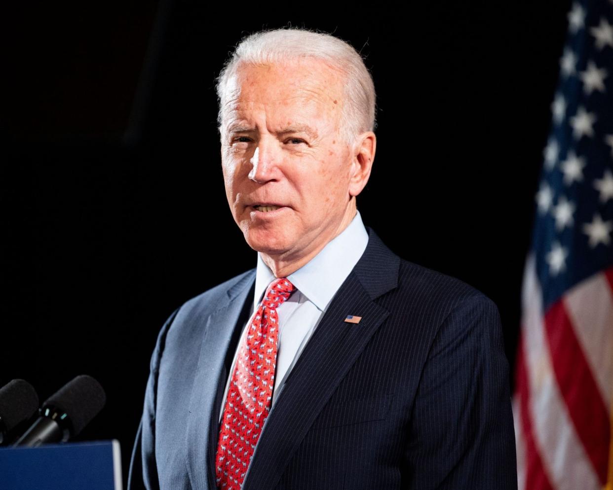 Mandatory Credit: Photo by Michael Brochstein/SOPA Images/Shutterstock (10581724h)Former Vice President Joe Biden speaks about the Coronavirus and the response to it at the Hotel Du PontJoe Biden, US Presidential Election Campaiging, Wilmington, USA - 12 Mar 2020.