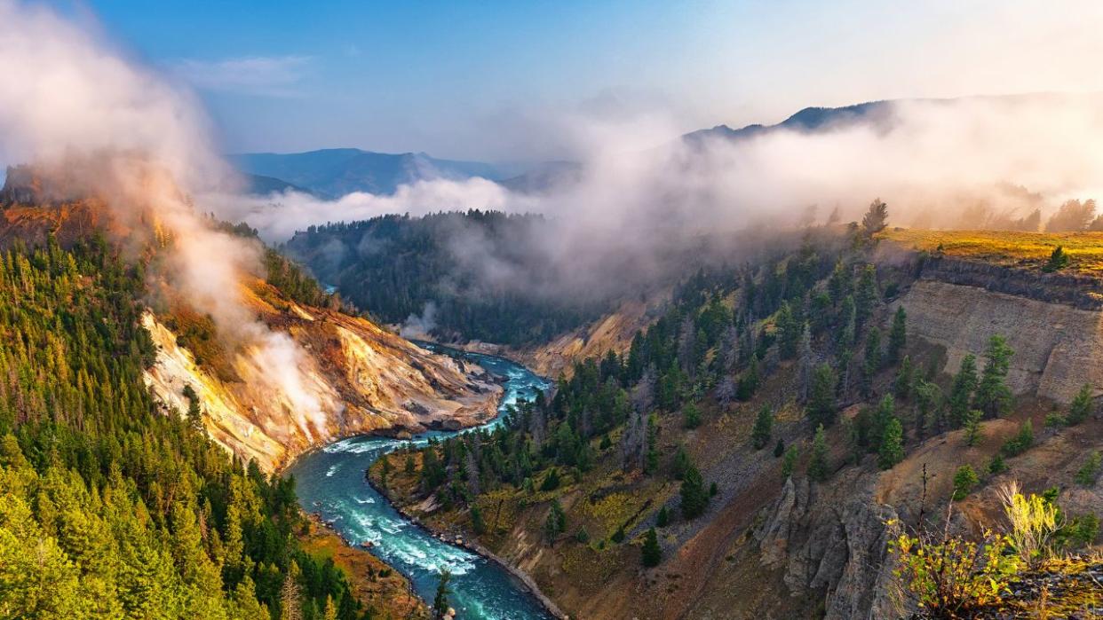 aerial view of Yellowstone River on a sunny day